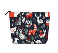 SDEGTHO Scandinavian Animals Versatile Travel Bag Makeup Bag Large Capacity Cosmetic Pouch Zipper Bag Toiletry Bag, Black, One Size