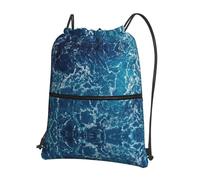 SDEGTHO sea seen from the top Print Zipper Backpack, Water Resistant Drawstring Bag, Compact Foldable for Sports Yoga Dance