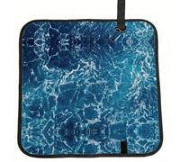 SDEGTHO sea seen from the top Printed Foldable Seat Pad with Carabiner Hook, Compact Cushion for Outdoor Picnic Sports Use