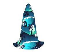 SDEGTHO Skateboard With Palm Trees Wave Halloween Party Costume Hooded Cape For Teens Witch Vampire Wizard Masquerade Ball Cosplay Gear