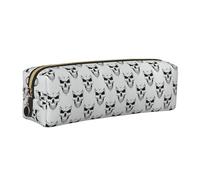 SDEGTHO Skeleton Head Print Leather Pencil Case for Students, Simple Pen Bag for Boys Girls Small Zipper Pouch for School Supplies, Markers, Makeups, Coins