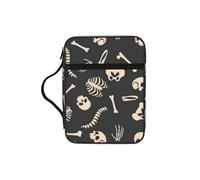 SDEGTHO Skeleton Pattern Printed Church Bible Bag, Scripture Carrying Case for School, Durable Book Sleeve Organizer