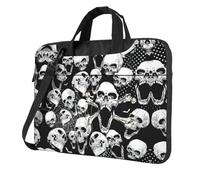 SDEGTHO Skull Background Print Multi-Pocket Laptop Bag Shoulder Crossbody Case Shockproof Computer Briefcase For Sports