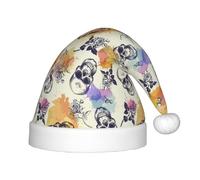 SDEGTHO Skull Flower Kids Santa Hat Red Santa Comfortable Christmas For Children Holiday Xmas