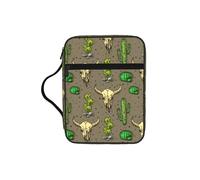 SDEGTHO Skull of Bull and Cute Cactus Multifunctional Bible Organizer Bag with Inner Compartments Practical Book Bag for School Library