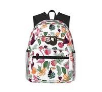 SDEGTHO Sloth In Pink Tropical Jungle Printed Casual Backpack Spacious Rucksack With Multi Pockets For Travel Outdoor Activities