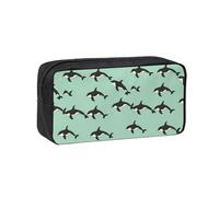 SDEGTHO Small Whale Swimming Printed Pencil Organizer Roomy Zip Bag Durable Polyester Storage Pouch for Students Artists Work Travel