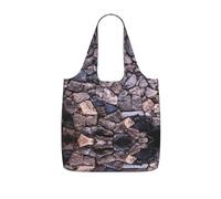 SDEGTHO Solid Stonewall Art Printed Foldable Shopping Bag Reusable, Large Capacity Tote for Grocery, Travel and Commuting