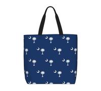 SDEGTHO South Carolina Flag Polyester Tote Bag For Everybody With Inner Pockets, Laptop Bag With Zipper For Work Travel., Black, One Size