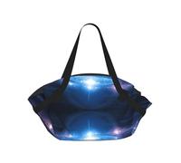SDEGTHO Space Planets Printed Large Tote Bag and Picnic Mat, Snap-Close Foldable 2-in-1 for Beach Travel or Picnic
