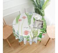 SDEGTHO Springtime Herb Garden Print Boho Round Tablecloth 60in Vintage Polyester Cover for Wedding Party Thanksgiving