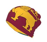 SDEGTHO Sri Lanka Flag Convertible Beanie Scarf Hat with Ponytail Opening, Double Layer Versatile Headwear for Travel Black