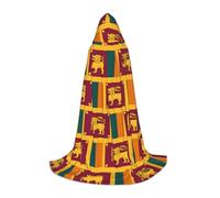 SDEGTHO Sri Lanka Flag Masquerade Ball Costume Hooded Cape For Teenagers Witch Vampire Wizard Cosplay Gear Long Cape