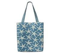 SDEGTHO Starfish Coastal Wool Print Canvas Tote Bag, Reusable Grocery Shopping Cloth Bag, Fashionable Tote For Crafts