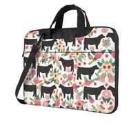 SDEGTHO Steer Floral Print Multi-Pocket Laptop Bag Shoulder Crossbody Case Shockproof Computer Briefcase For Sports