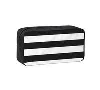 SDEGTHO Stripes Black White Printed Spacious Pencil Bag, Oxford Cloth Pen Pouch Holds 50+, for Students Artists Writers