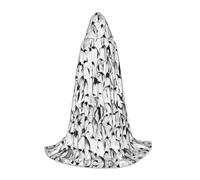 SDEGTHO Stylish Crowd Of Penguins Pattern Halloween Party Costume Hooded Cape For Teens Witch Vampire Wizard Masquerade Ball Cosplay Gear