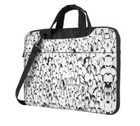 SDEGTHO Stylish Crowd Of Penguins Pattern Print Multi-Pocket Laptop Bag Shoulder Crossbody Case Shockproof Computer Briefcase For Sports