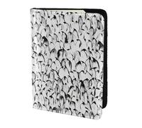 SDEGTHO Stylish Crowd of Penguins Pattern Printing Passport Holder Cover Wallet Cowhide Card Case Travel Must Have Accessories for Women Men