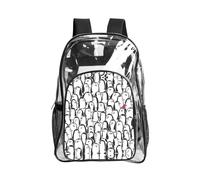 SDEGTHO Stylish Crowd of Penguins Printed Clear Backpack with Top Handle, Transparent Bag for Concerts Festivals Women Daily