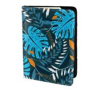 SDEGTHO Summer Tropical Leaves Printing Passport Holder Cover Wallet Cowhide Card Case Travel Must Have Accessories for Women Men