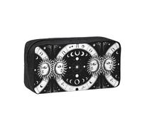 SDEGTHO Sun Moon Cycle Symbol Printed Pencil Organizer Roomy Zip Bag Durable Polyester Storage Pouch for Students Artists Work Travel