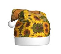 SDEGTHO Sunflower On Wood Printing 1 Pcs Christmas Knitted Santa Hats Elf Hat Crochet Christmas Beanie Xmas Party Caps For Adults Women Men