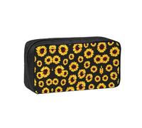 SDEGTHO Sunflower Printed Stationery Case Spacious Pencil Pouch Polyester Zip Organizer for School College Office Days