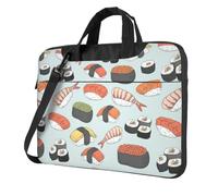 SDEGTHO Sushi Print Multi-Pocket Laptop Bag Shoulder Crossbody Case Shockproof Computer Briefcase For Sports