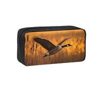 SDEGTHO Swan Printed Pencil Organizer Roomy Zip Bag Durable Polyester Storage Pouch for Students Artists Work Travel