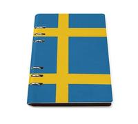 SDEGTHO Swedish Flag Lays Flat A5 Notebook, Refillable Leather Journal for Daily Organizer, Business Notes