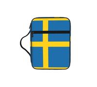 SDEGTHO Swedish Flag Printed Protective Bible Case, Water Resistant Oxford Carrier, Religious Stationery Organizer