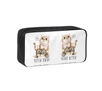 SDEGTHO Sweet Little Kitty Printed Stationery Case Spacious Pencil Pouch Polyester Zip Organizer for School College Office Days