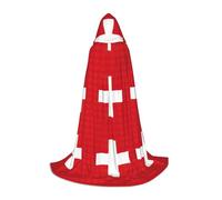 SDEGTHO Swiss Flag Masquerade Ball Costume Hooded Cape For Teenagers Witch Vampire Wizard Cosplay Gear Long Cape