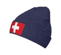 SDEGTHO Swiss Flag Slouchy Beanies for Unisex Winter Lightweight Knit Hat Cuffed Soft Warm Slouch Beanie Cap Navy Blue