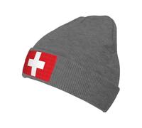 SDEGTHO Swiss Flag Slouchy Beanies for Unisex Winter Lightweight Knit Hat Cuffed Soft Warm Slouch Beanie Cap Deep Heather