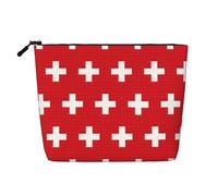 SDEGTHO Swiss Flag Versatile Travel Bag Makeup Bag Large Capacity Cosmetic Pouch Zipper Bag Toiletry Bag, Black, One Size