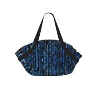 SDEGTHO the Blue Binary Printed Large Tote Bag and Picnic Mat, Snap-Close Foldable 2-in-1 for Beach Travel or Picnic