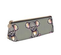 SDEGTHO The Lovely Koala Fashion Triangular Leather Zipper Pencil Pouch With Large Storage Capacity Pencil Pouch, White, One Size, Art Deco