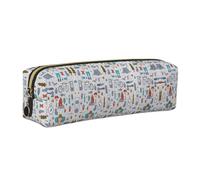 SDEGTHO The Nature Wildlands Activities Pattern Print Leather Pencil Case for Students, Simple Pen Bag for Boys Girls Small Zipper Pouch for School Supplies, Markers, Makeups, Coins