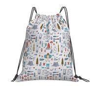 SDEGTHO The Nature Wildlands Activities Pattern Printed Drawstring Backpack Gym Bag, Lightweight Water-Resistant Sports Backpack For Men Women, Yoga, Running, Workout