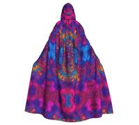 SDEGTHO Tie Dye Hippies Adult Hooded Cloak Cape Halloween Witch Costume For Men And Women Cosplay Costumes