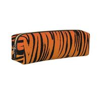 SDEGTHO Tiger Stripe Printed Leather Zipper Pencil Case for Students, Multi Purpose Pen Pouch for Kids Small Makeup Bag for Pens, Pencils, Markers