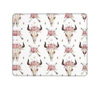 SDEGTHO Tribal bull skull on white Full Coverage Desk Pad and Mouse Mat, Lock Edge Non-Slip Design for Extended Use with Computer