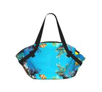 SDEGTHO Tropical Fish Stylish Printed Round Picnic Blanket Tote, 2-in-1 Waterproof Mat for Camping & Outdoor Activities