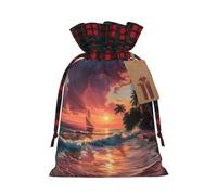 SDEGTHO Tropical Sunset 1pcs Durable Material Tote Bag 4.7x 6.9in With Drawstring Choice For Halloween Stylish Gift