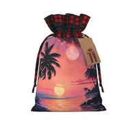 SDEGTHO Tropical Sunset 1pcs Durable Material Tote Bag 8.3 * 11.8in With Drawstring Choice For Halloween Stylish Gift