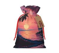 SDEGTHO Tropical Sunset 1pcs Durable Material Tote Bag 8.3x11.8in With Drawstring Choice For Halloween Stylish Gift