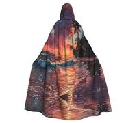 SDEGTHO Tropical Sunset Adult Hooded Cloak Cape Halloween Witch Costume For Men And Women Cosplay Costumes