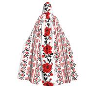 SDEGTHO Ukrainian Embroidery Style Rose Gothic Robe Wizard Cloak Adult Long Cape For Masquerade Medieval Halloween Costume